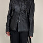 Giacca a camicia in vera pelle nera