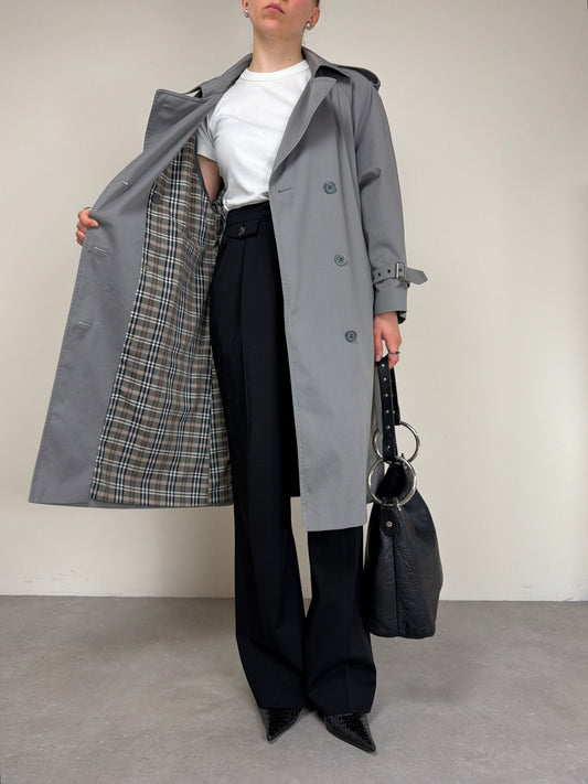 Trench vintage in misto cotone color grigio