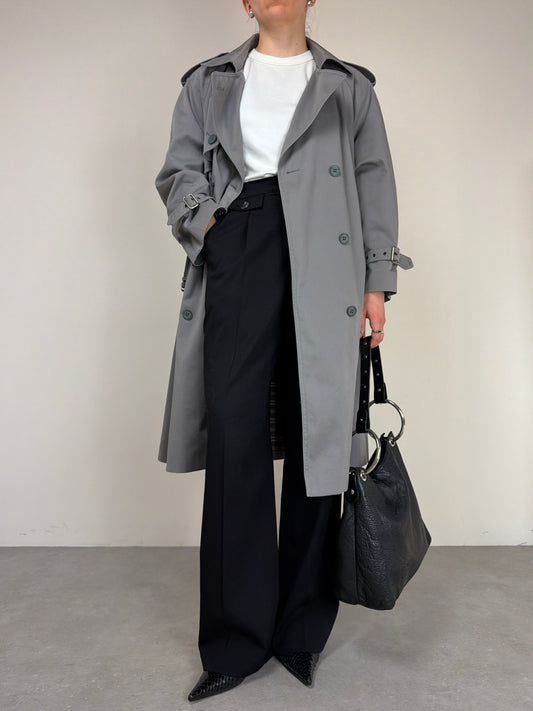 Trench vintage in misto cotone color grigio