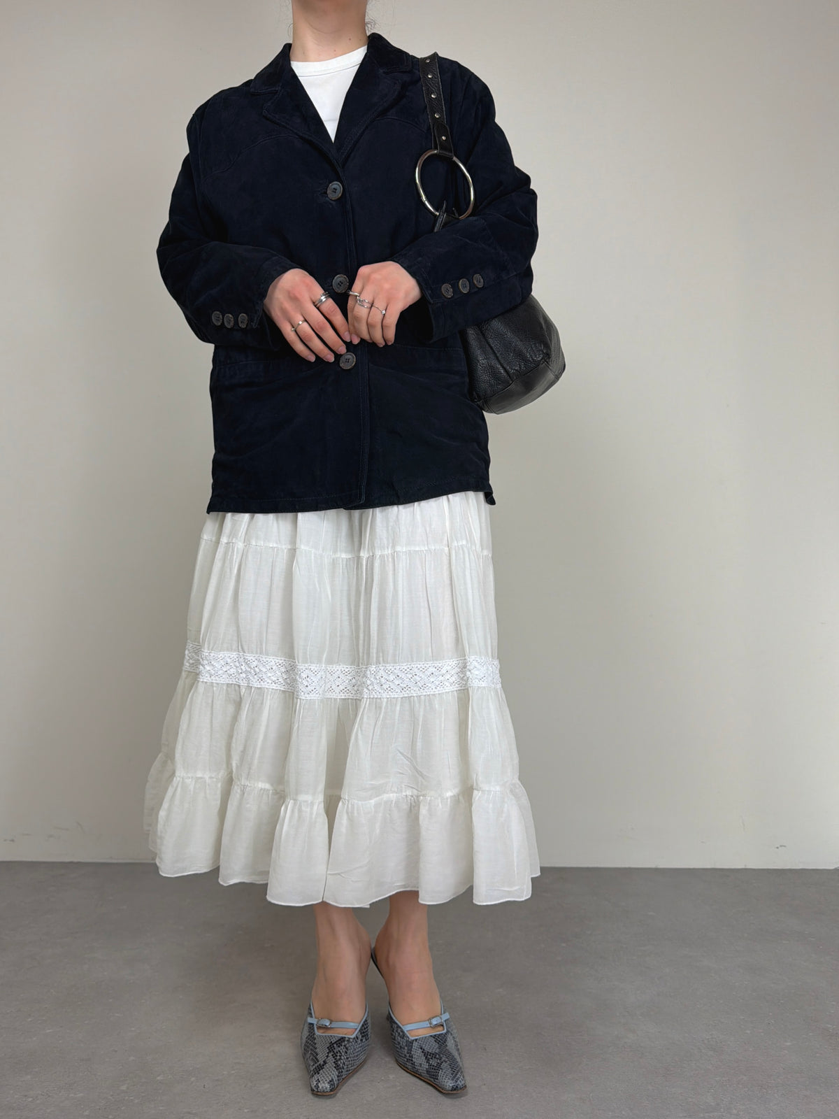 Giacca vintage in camoscio blu