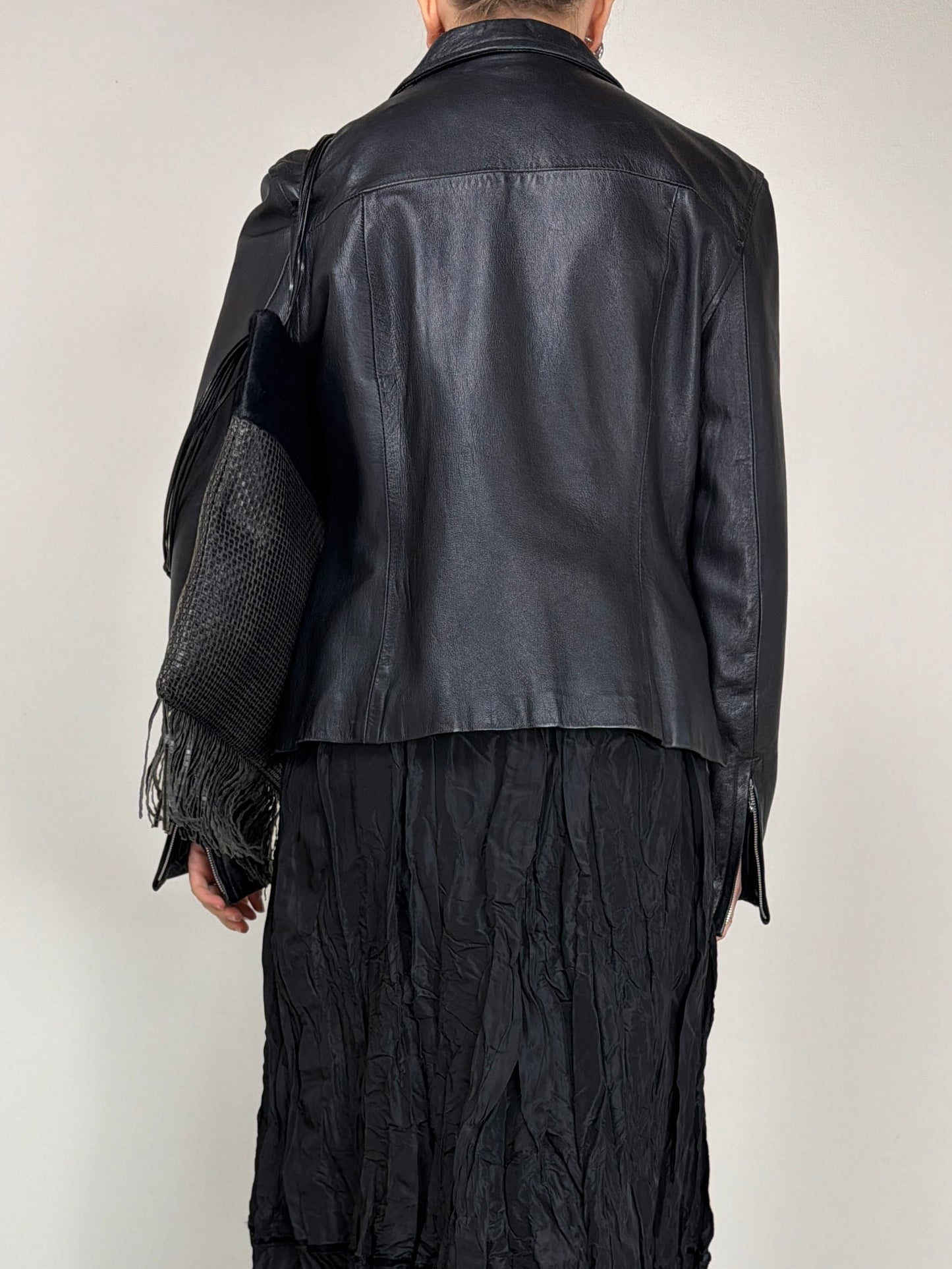 Giacca vintage made in London in vera pelle nera