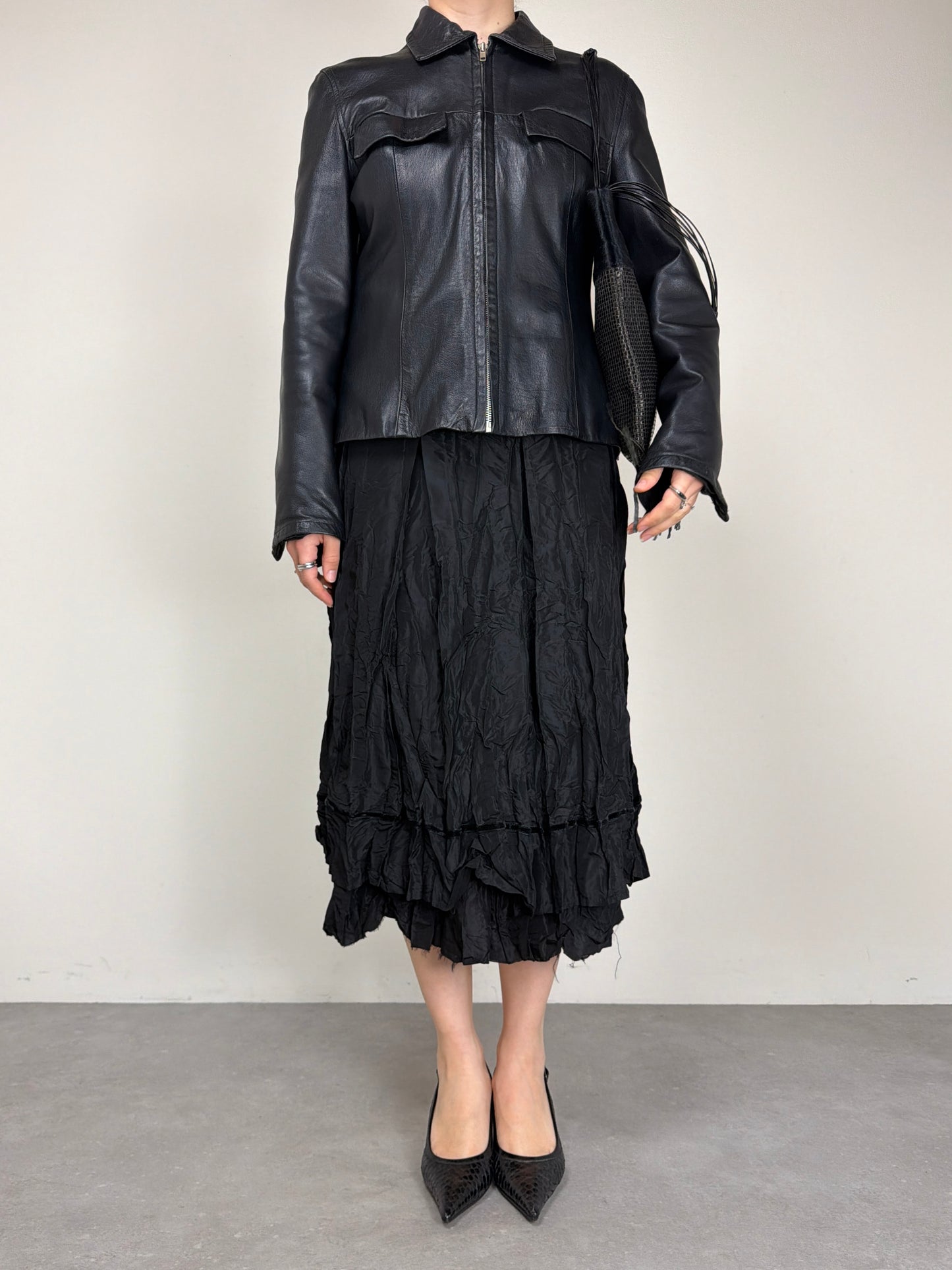 Giacca vintage made in London in vera pelle nera
