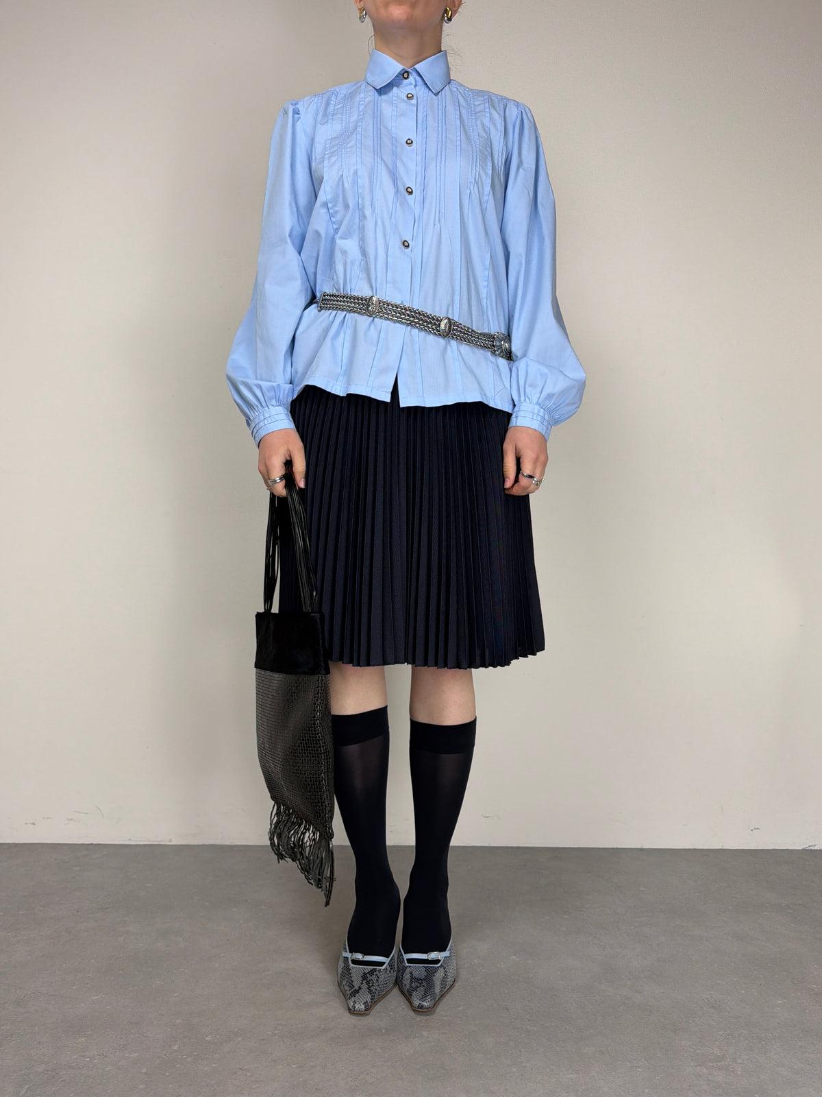 PRADA gonna plissettata color blu