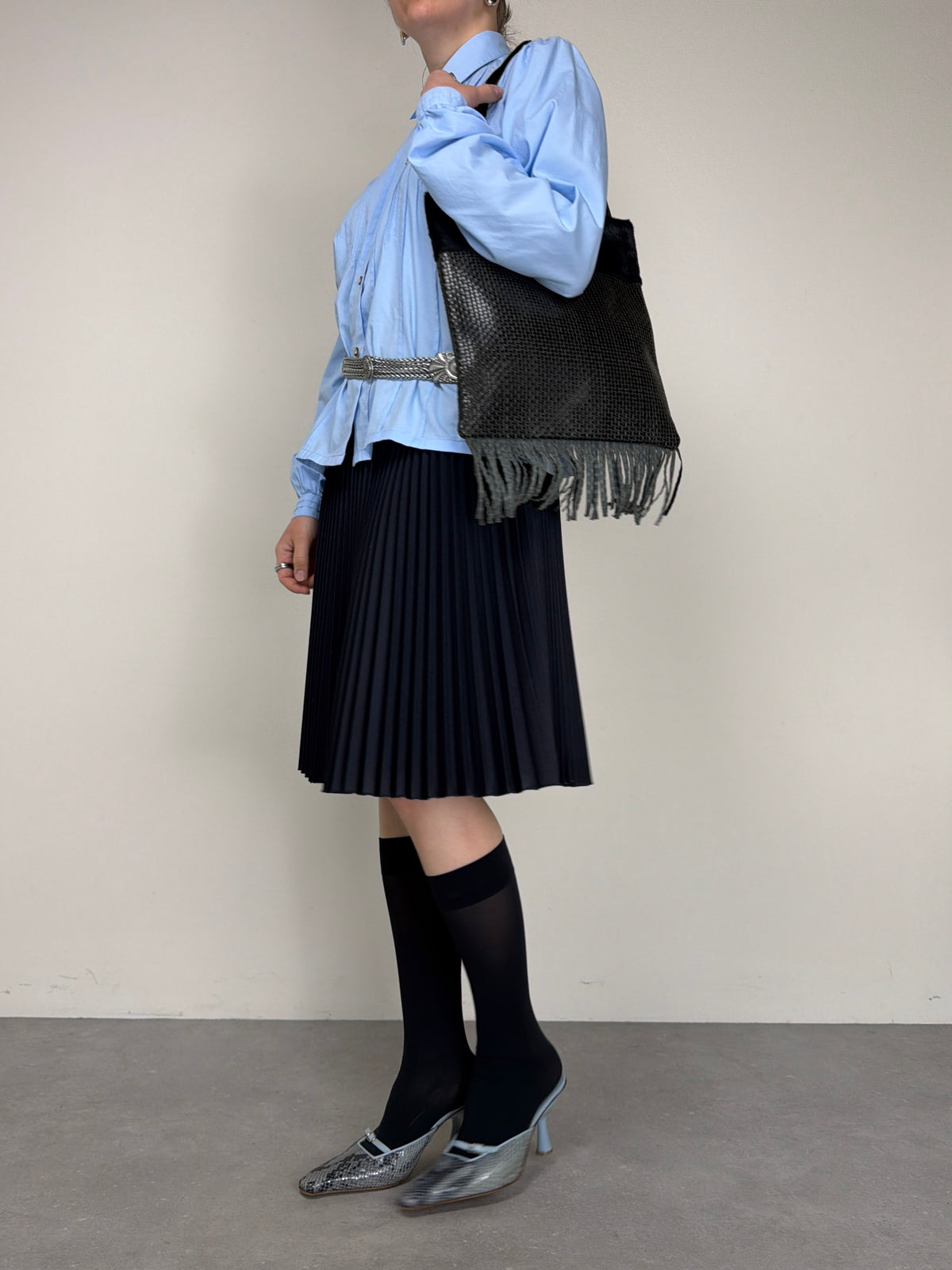 PRADA gonna plissettata color blu