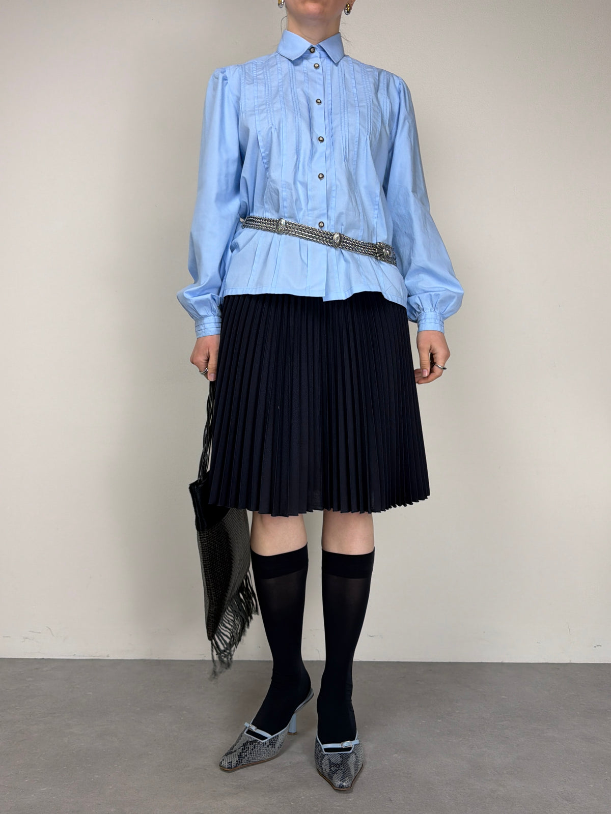 PRADA gonna plissettata color blu
