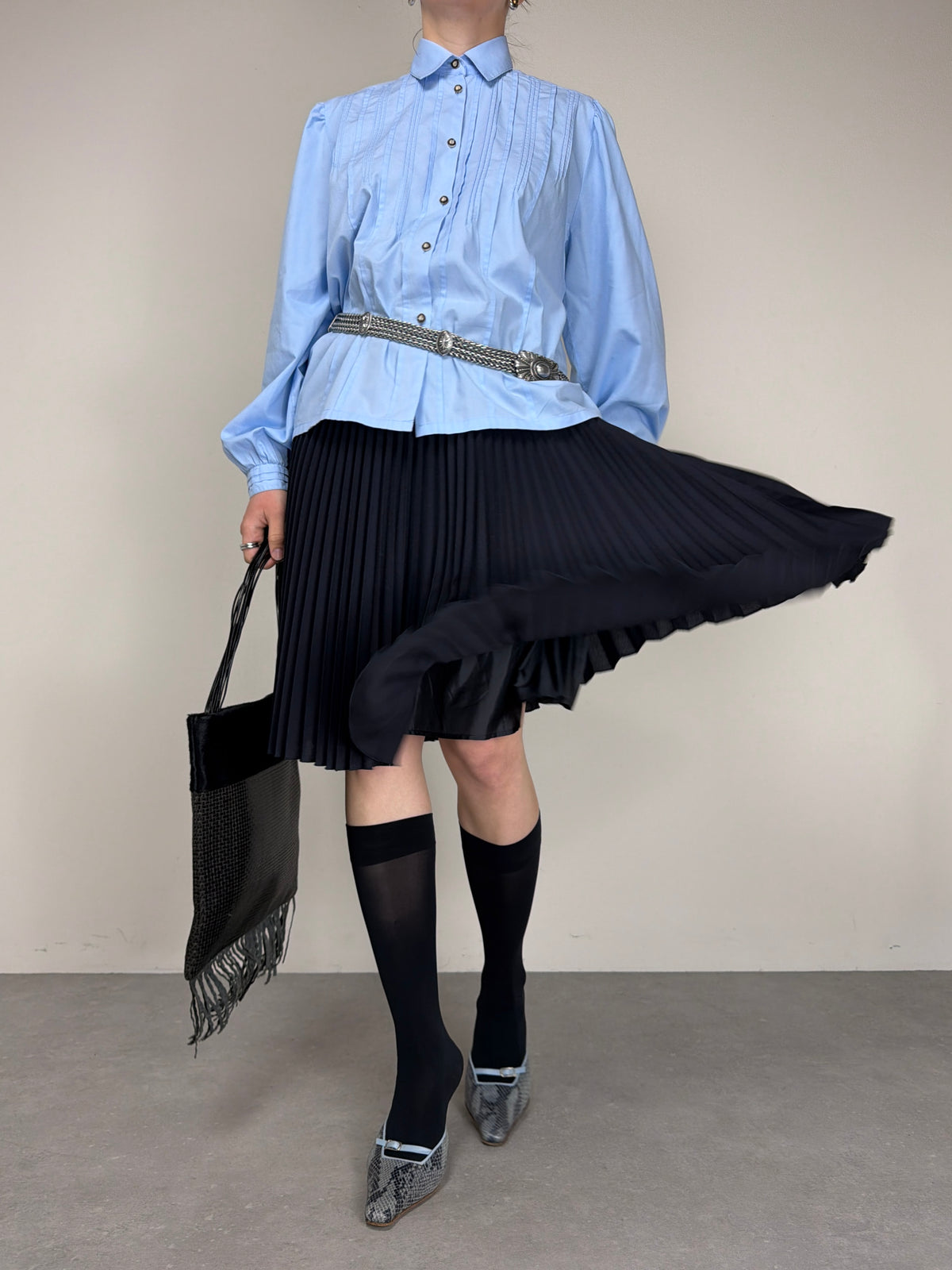 PRADA gonna plissettata color blu