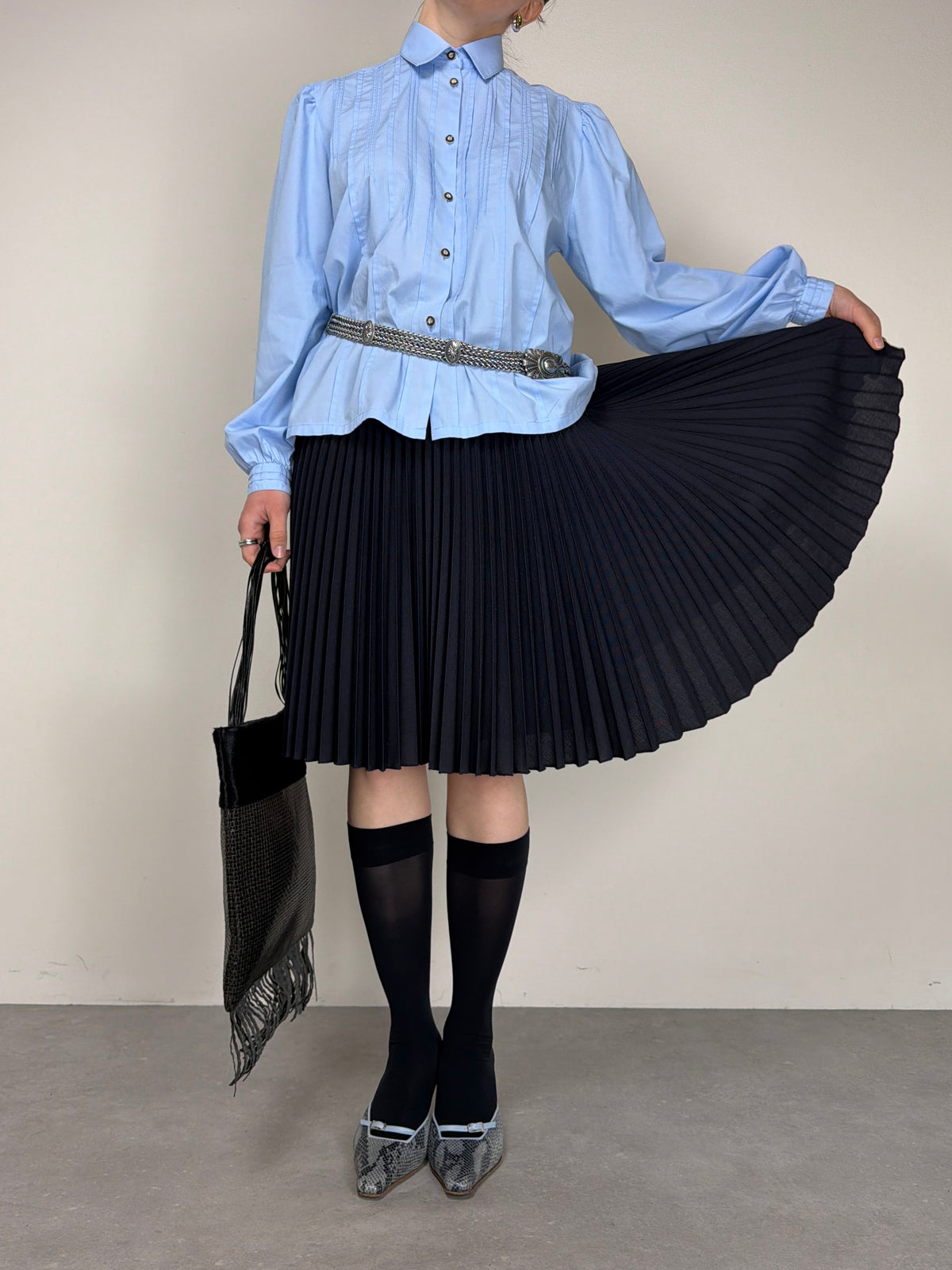 PRADA gonna plissettata color blu