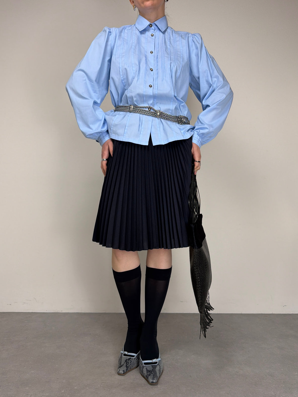 PRADA gonna plissettata color blu