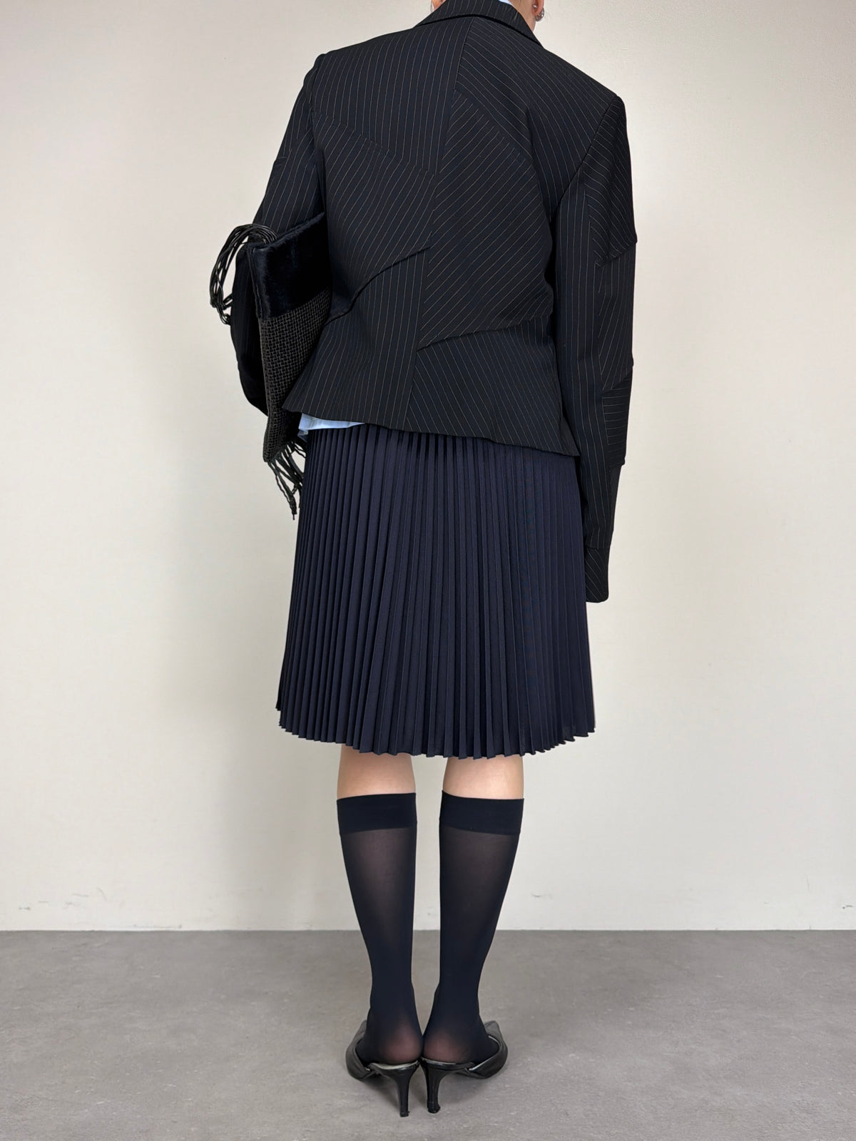 Blazer vintage in lana gessata asimmetrico