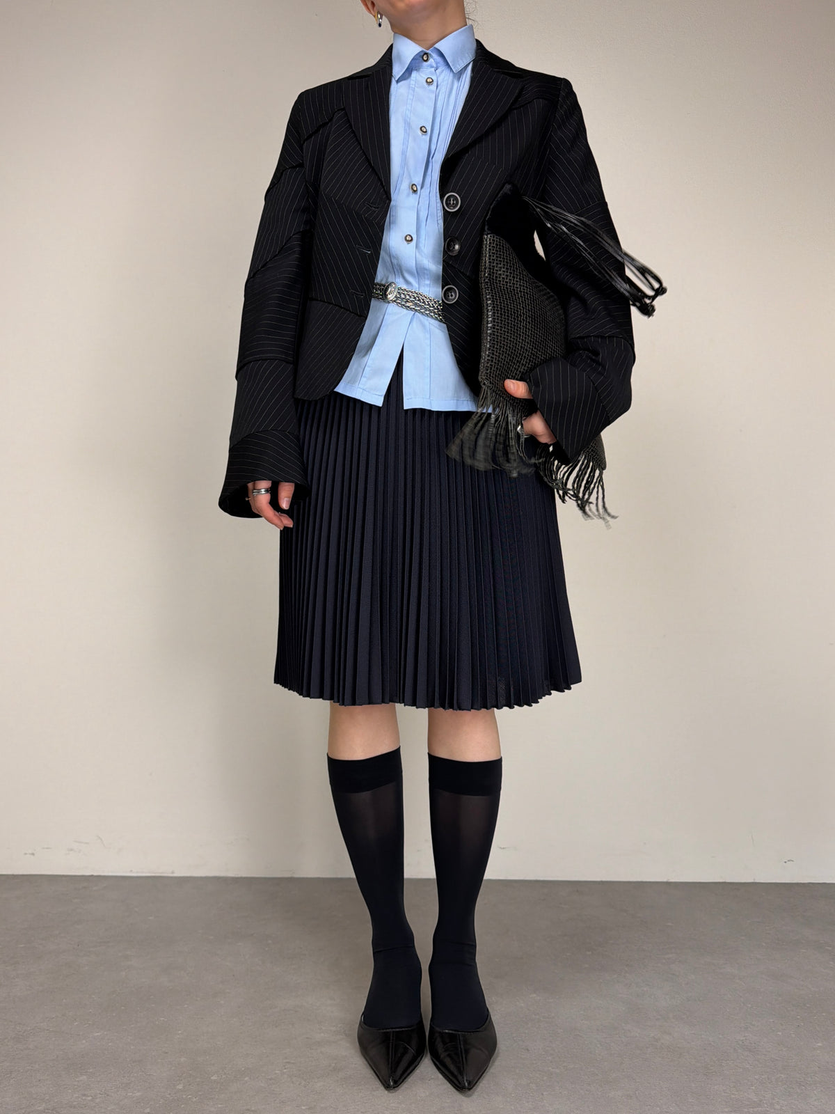PRADA gonna plissettata color blu