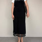 Slip dress vintage in camoscio nero con pizzo