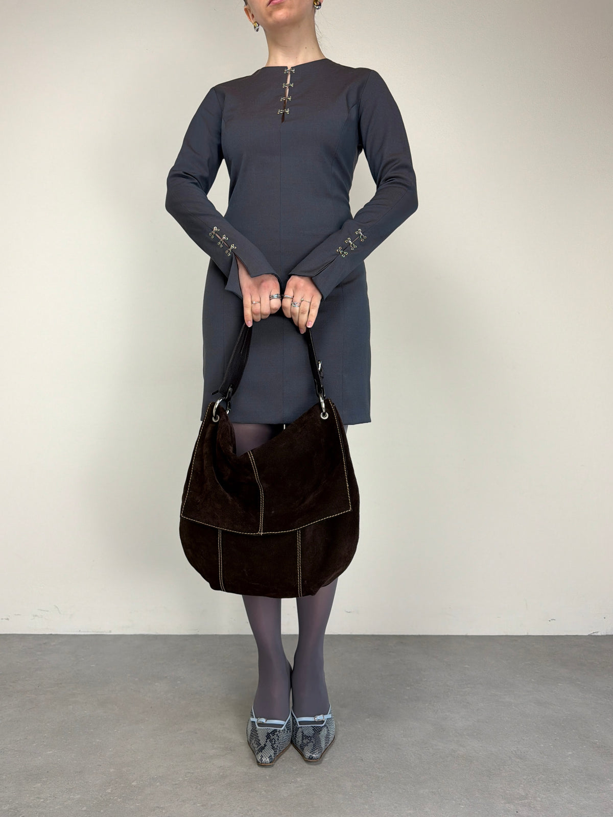 Completo vintage abito e blazer in misto lana