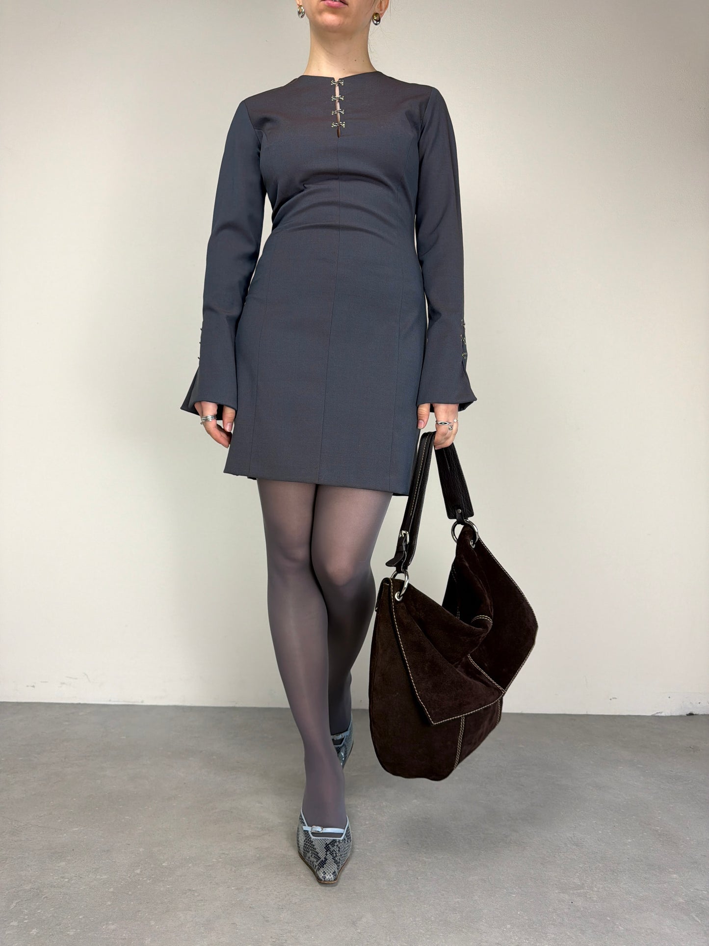 Completo vintage abito e blazer in misto lana