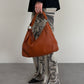 Borsa in vera pelle color caramello