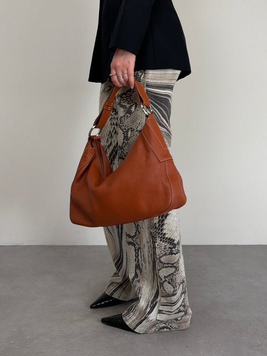 Borsa in vera pelle color caramello