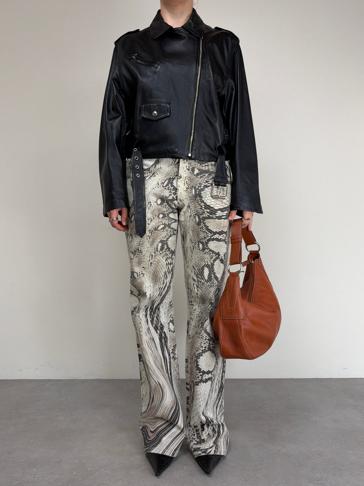 Chiodo in vera pelle nera