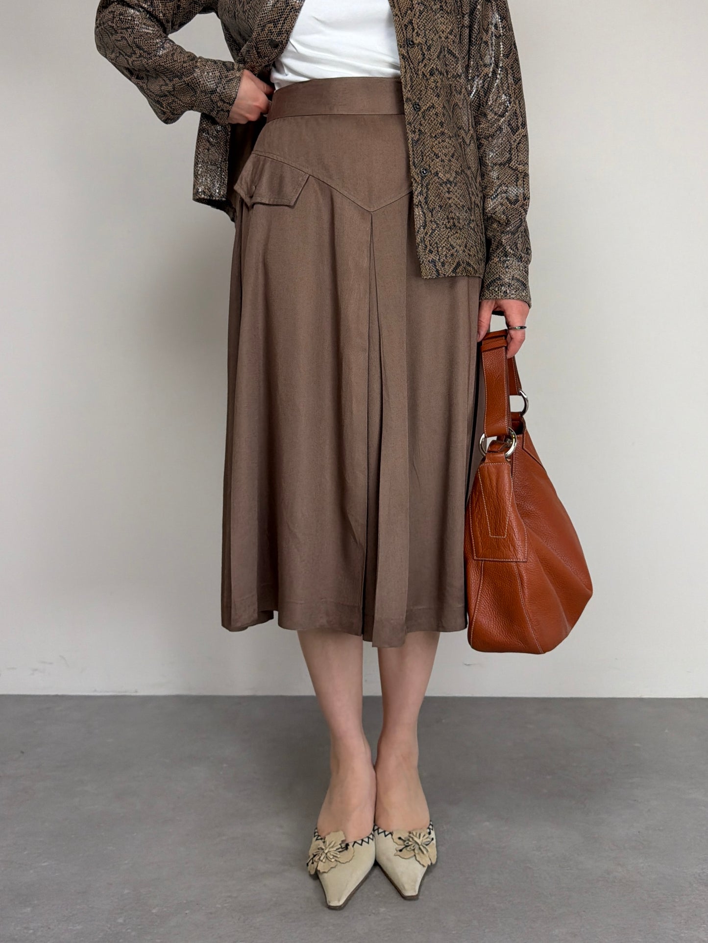 Gonna ampia vintage in cotone e viscosa