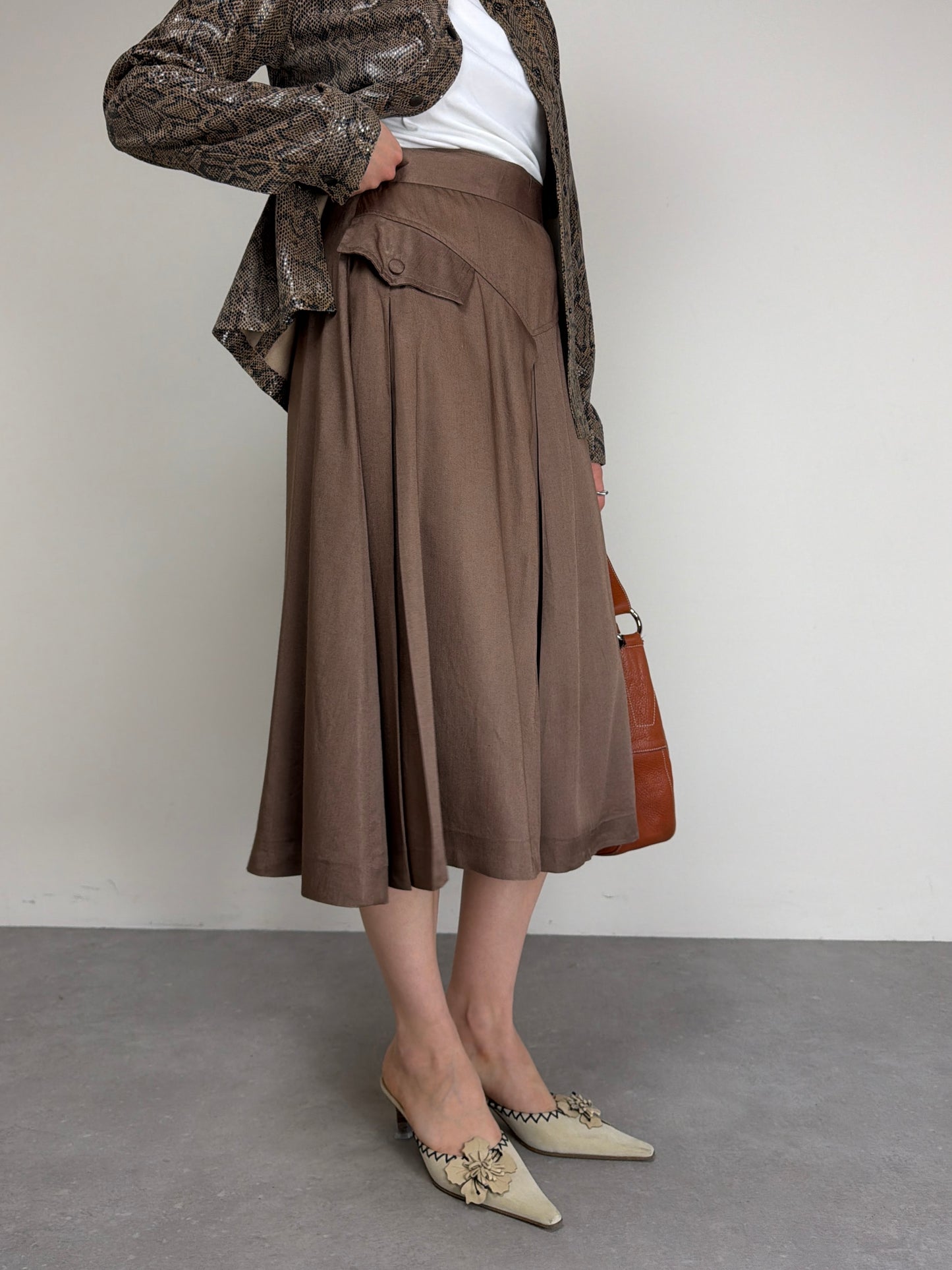 Gonna ampia vintage in cotone e viscosa
