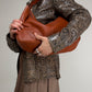 Borsa in vera pelle color caramello