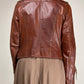 Chiodo in vera pelle marrone cognac