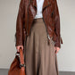 Chiodo in vera pelle marrone cognac