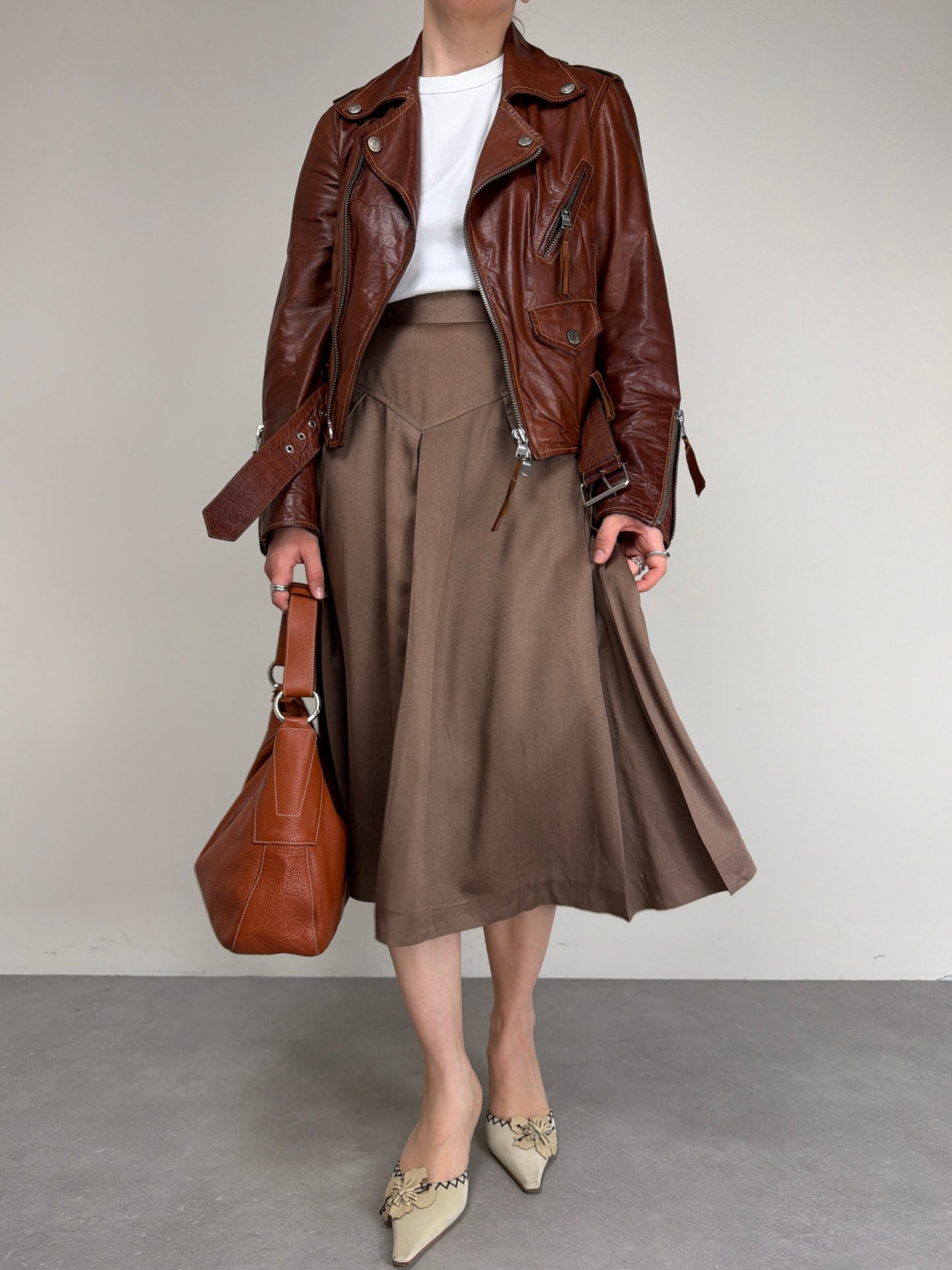 Gonna ampia vintage in cotone e viscosa
