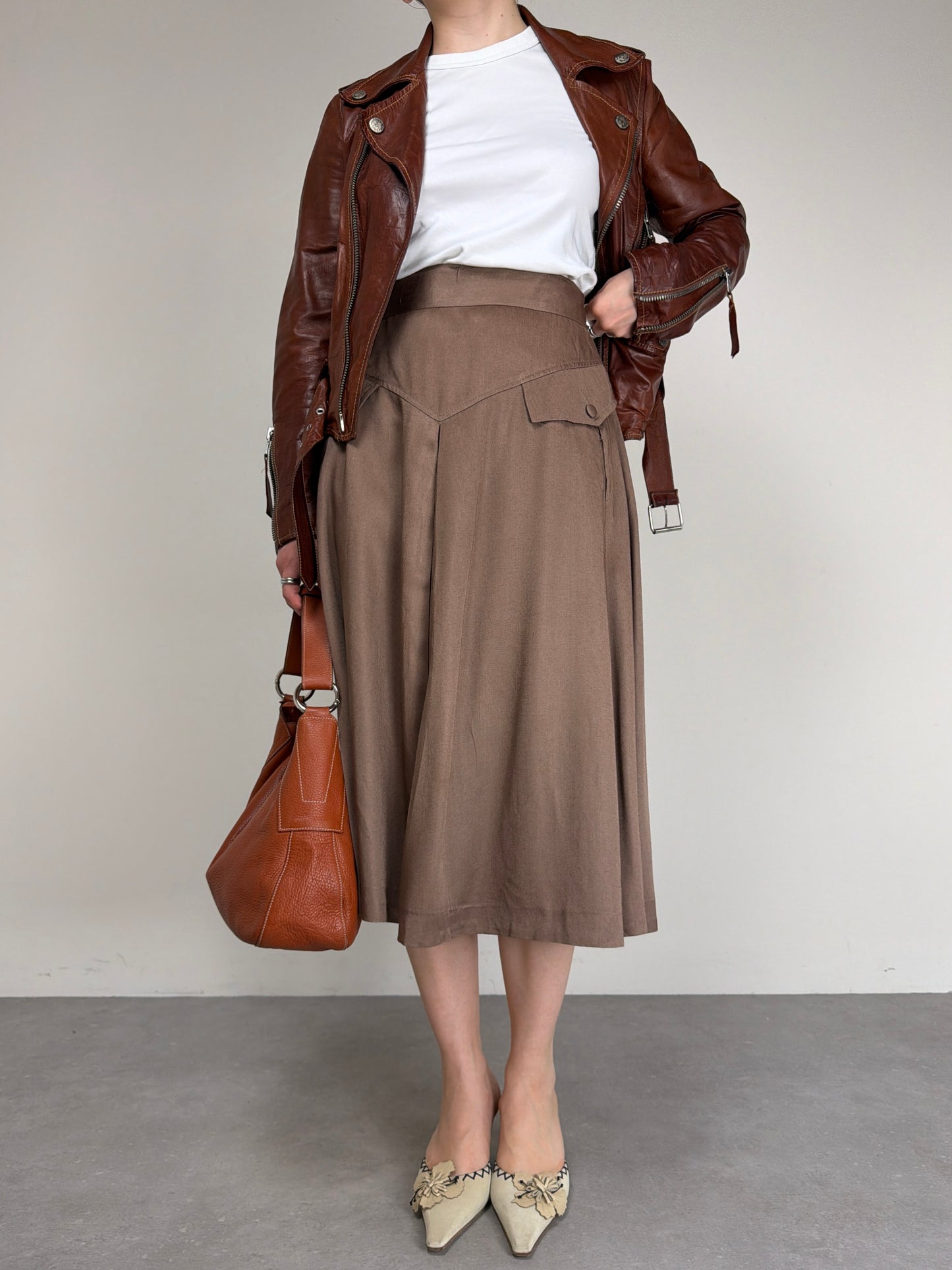 Gonna ampia vintage in cotone e viscosa