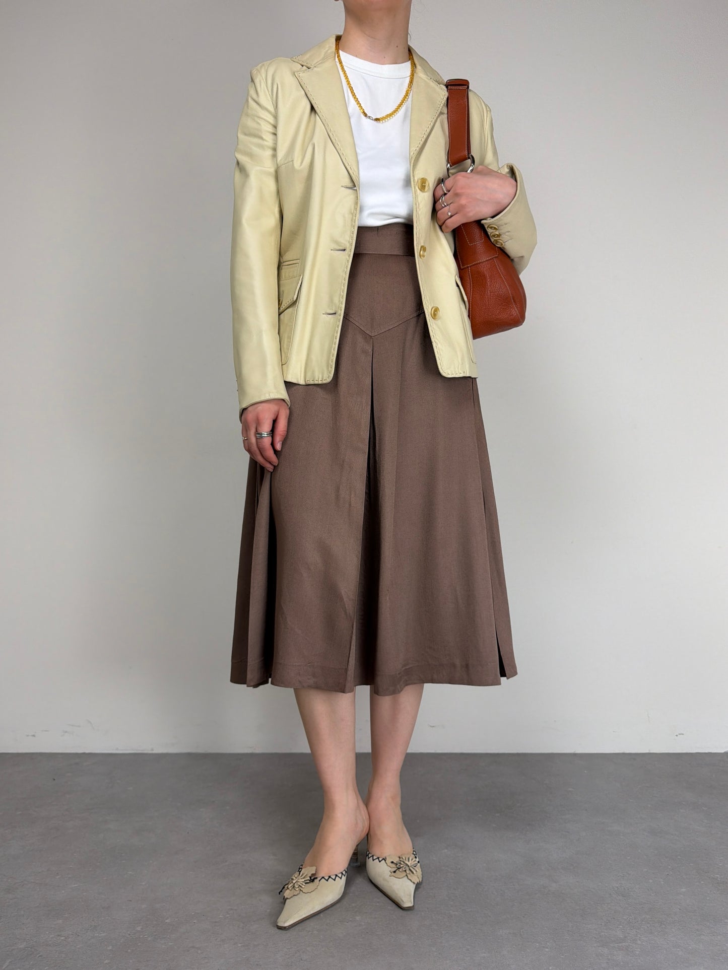 Blazer Made in Italy in vera pelle color burro