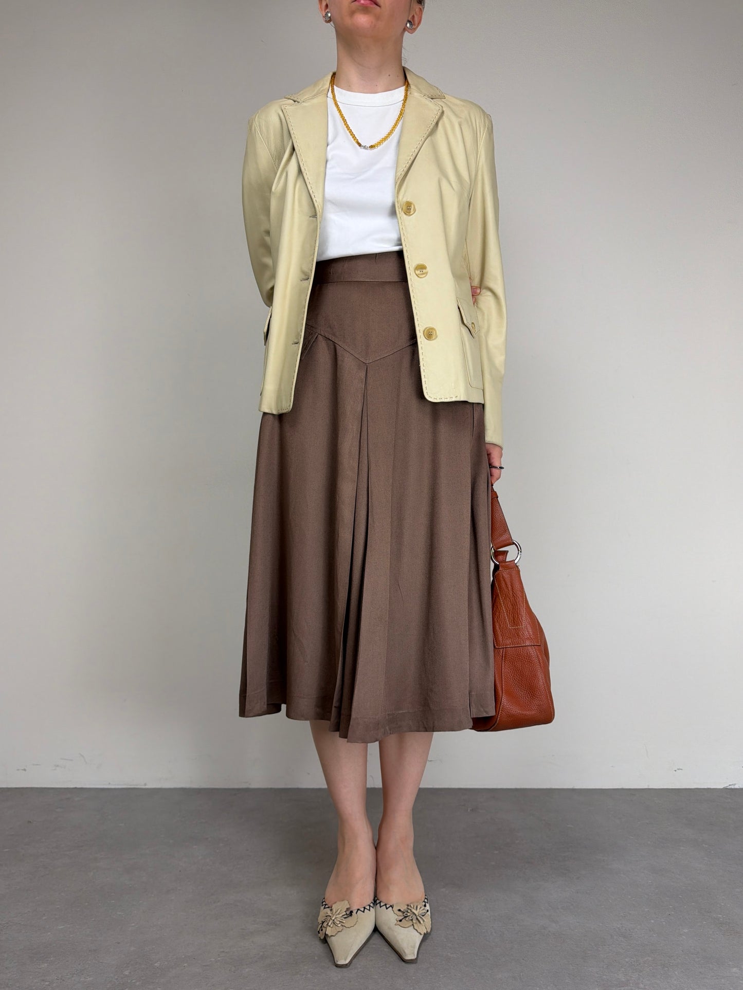 Blazer Made in Italy in vera pelle color burro