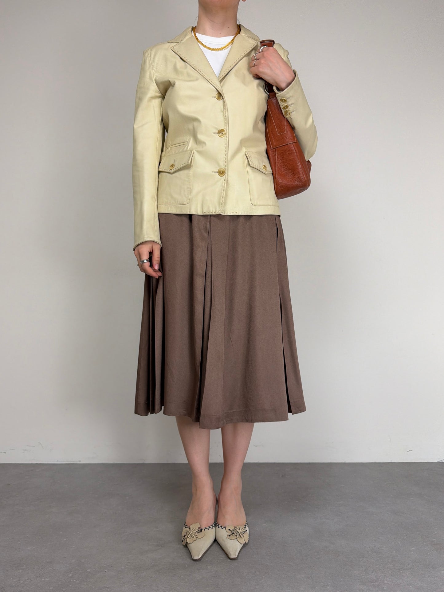 Blazer Made in Italy in vera pelle color burro