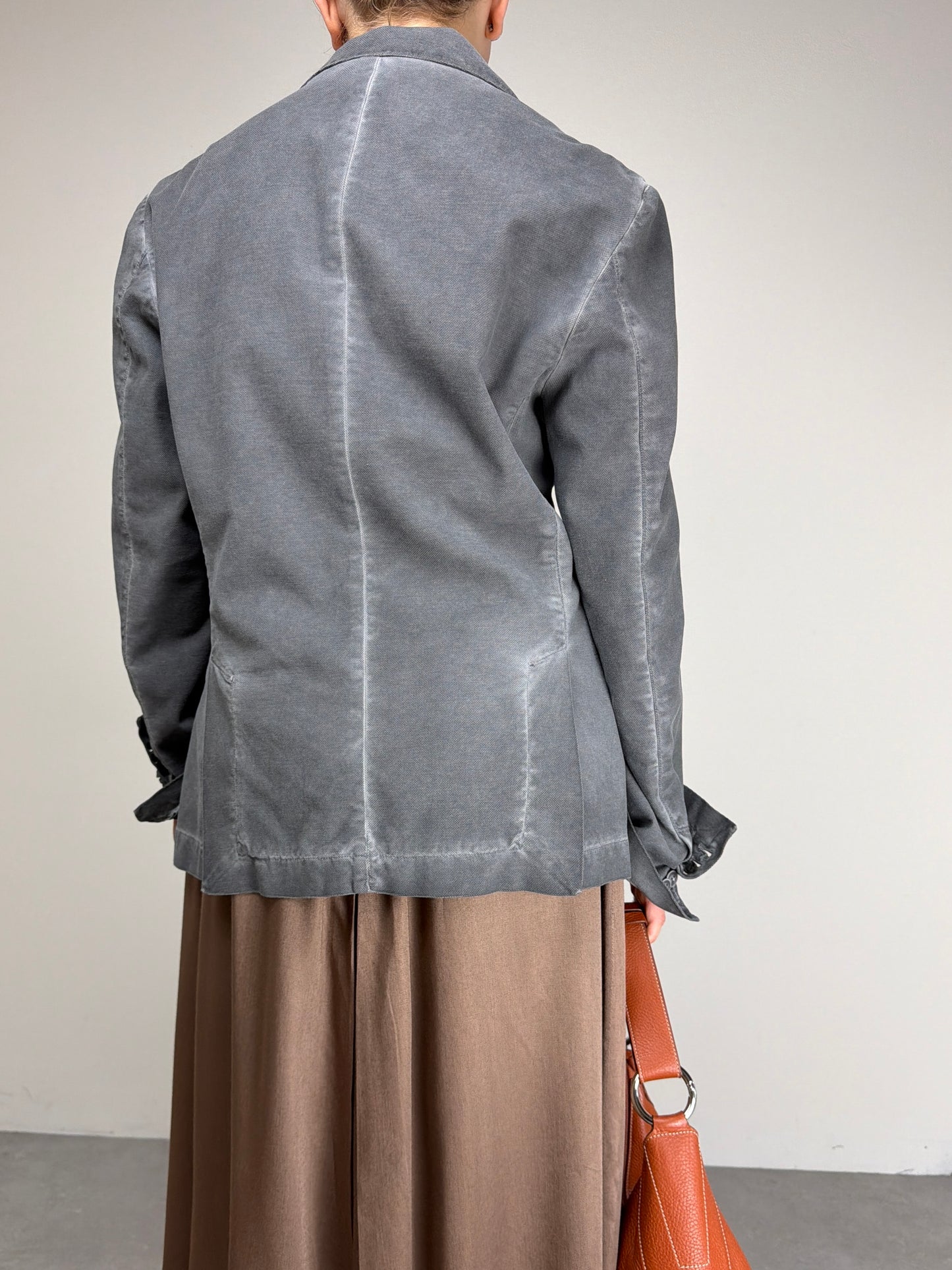 Blazer in cotone grigio effetto schiarito