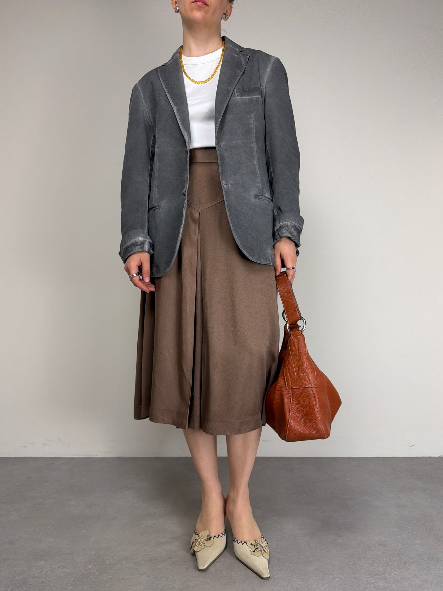 Blazer in cotone grigio effetto schiarito