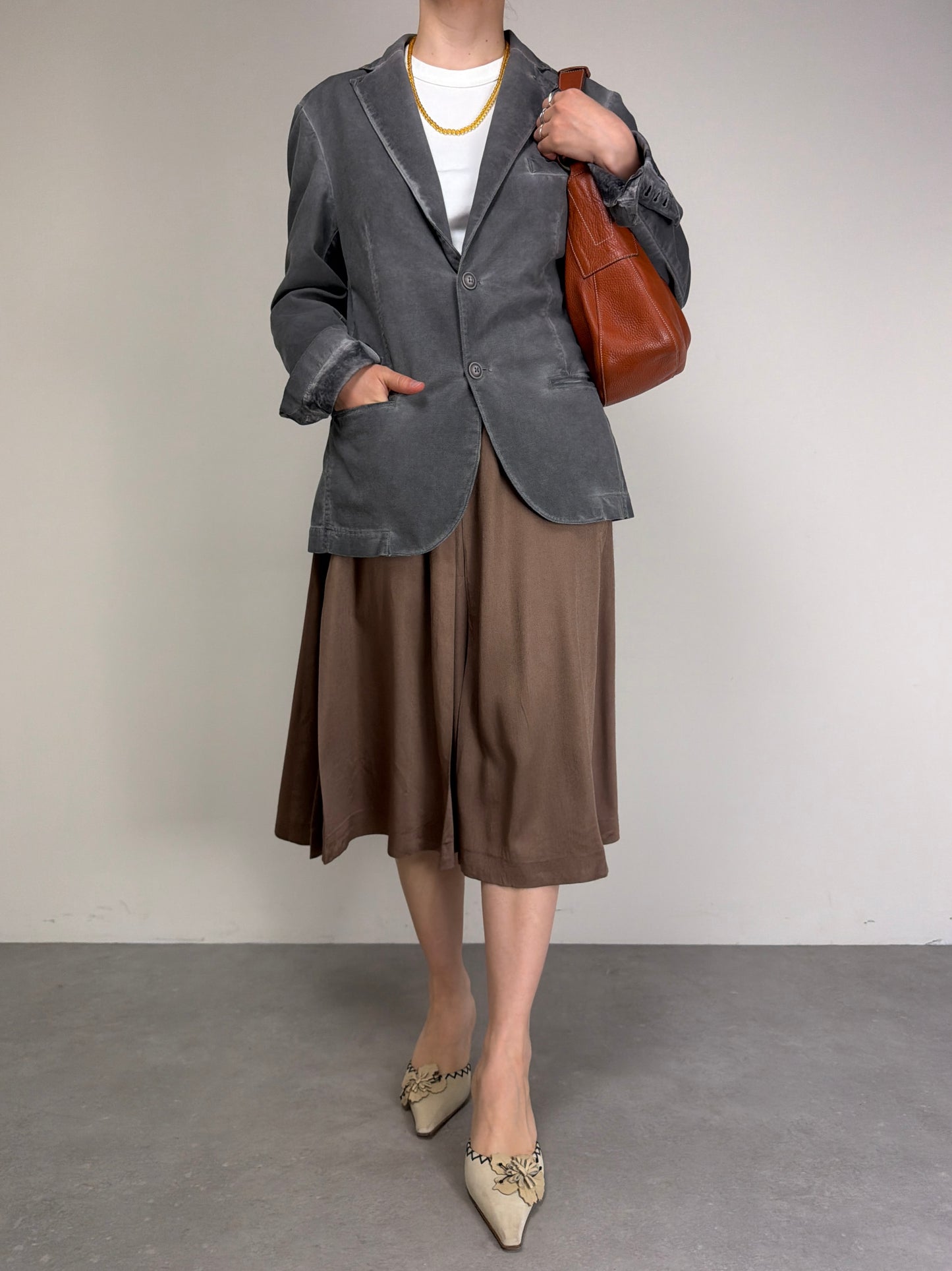Blazer in cotone grigio effetto schiarito