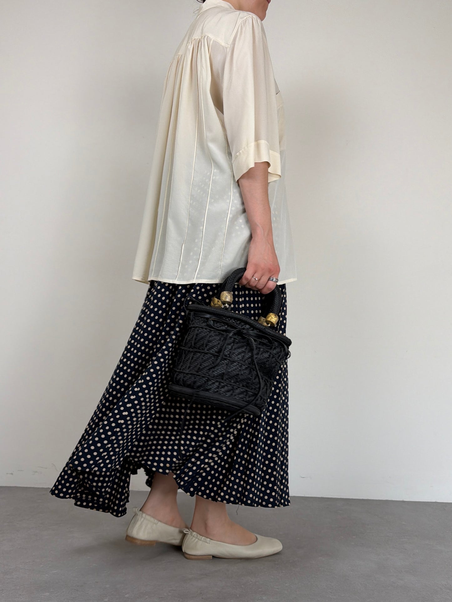 Gonna vintage in 100% pura seta a pois