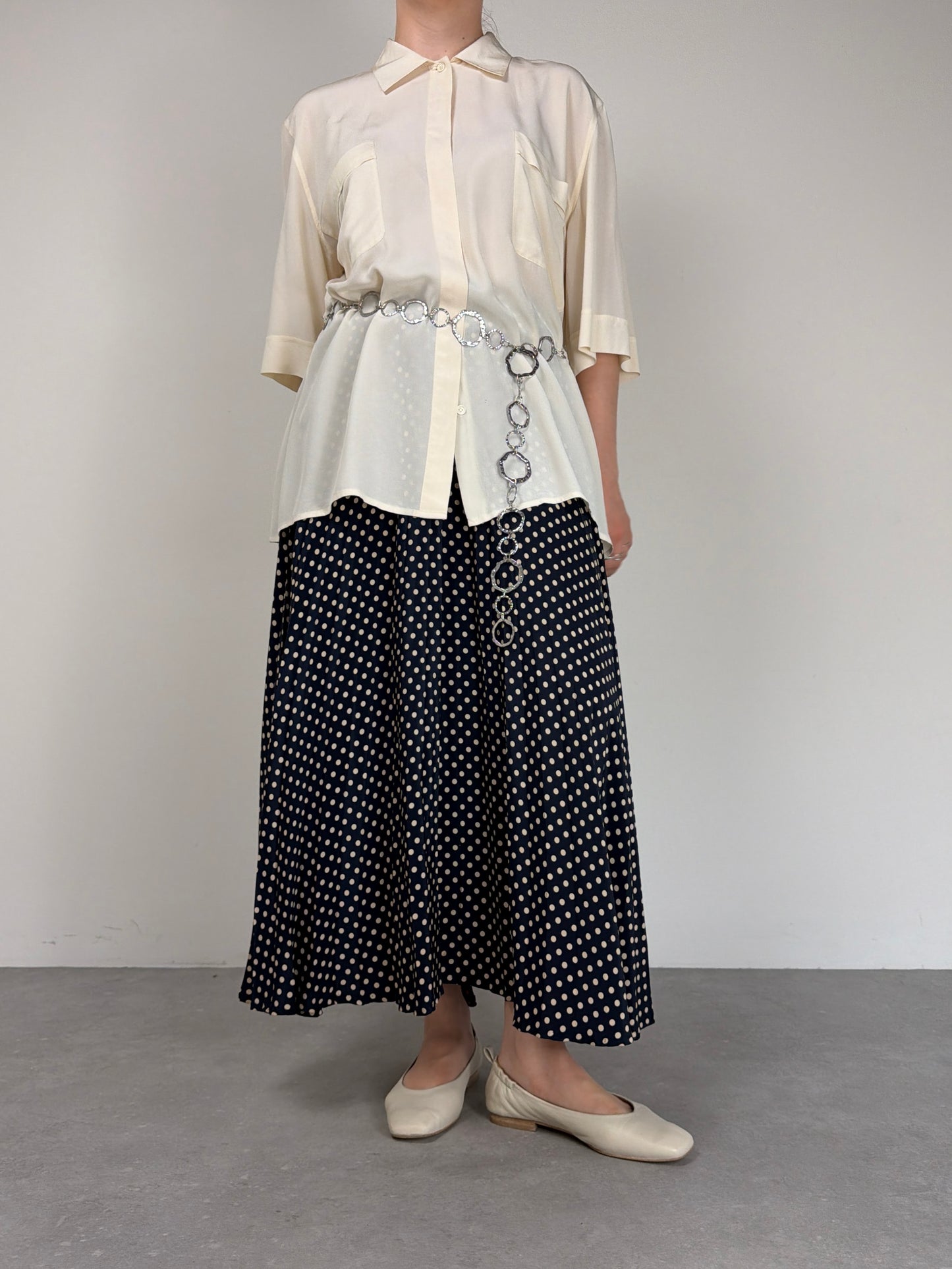 Gonna vintage in 100% pura seta a pois