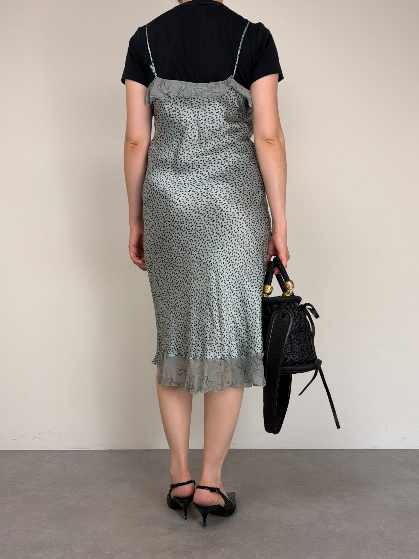 Slip dress a pois in seta