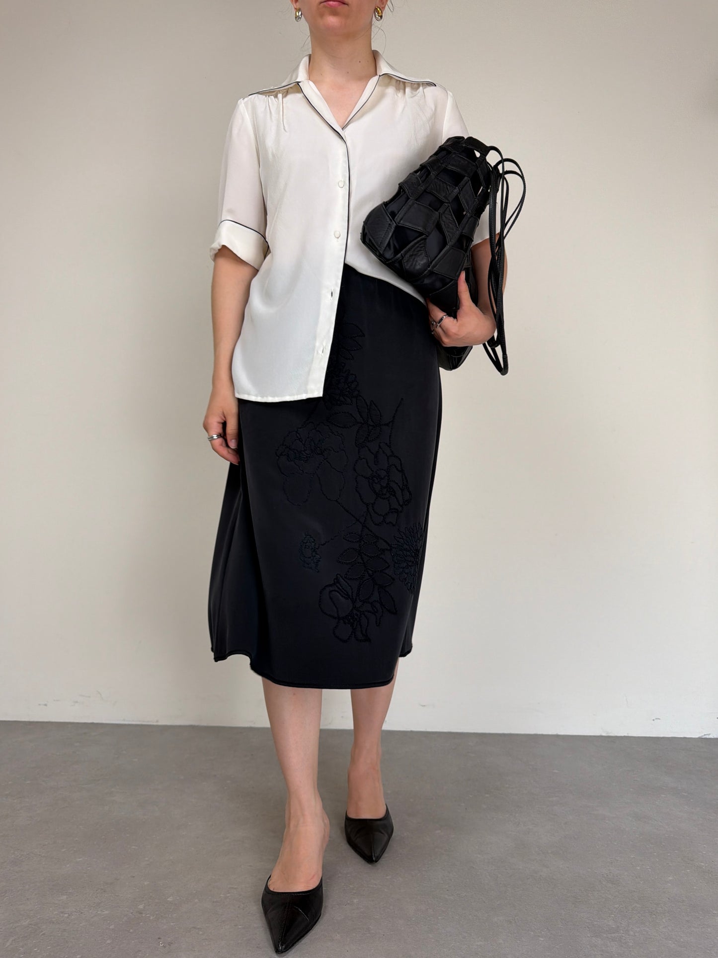 Tote Bag in pelle con lavorazione geometrica