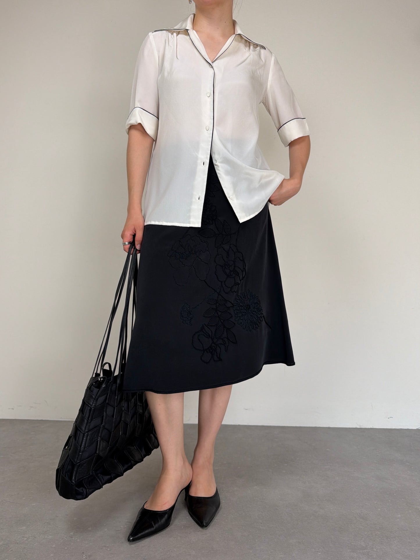 Tote Bag in pelle con lavorazione geometrica