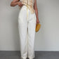 Pantalone vintage bianco latte in viscosa e seta