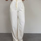 Pantalone vintage bianco latte in viscosa e seta