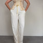 Pantalone vintage bianco latte in viscosa e seta