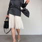 Blusa in pura seta grigia con drappeggio
