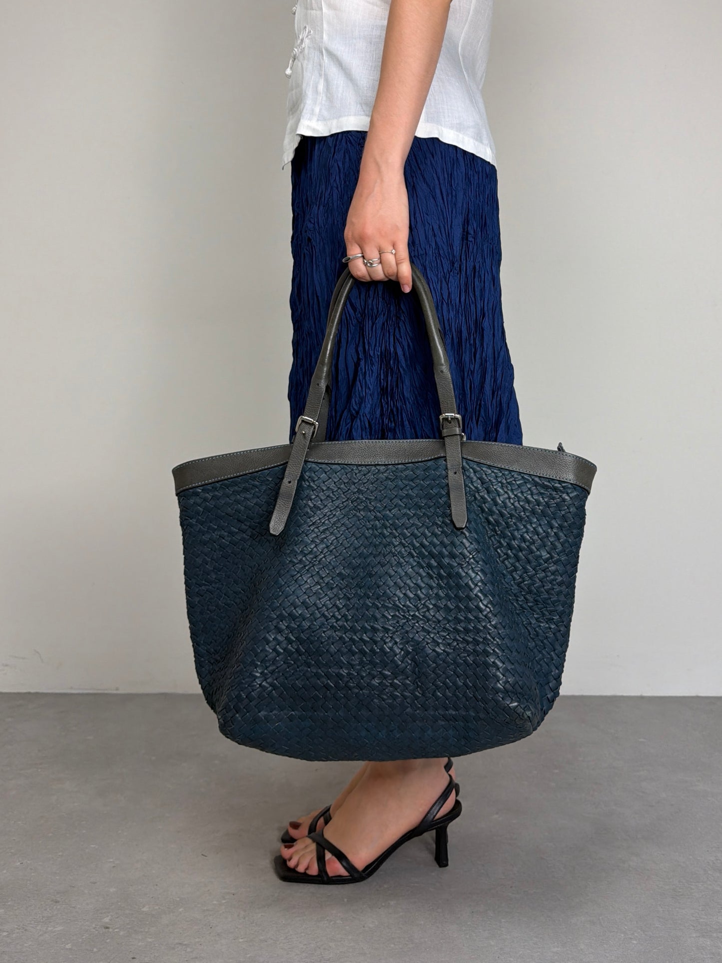 Borsa in vera pelle intrecciata made in Italy