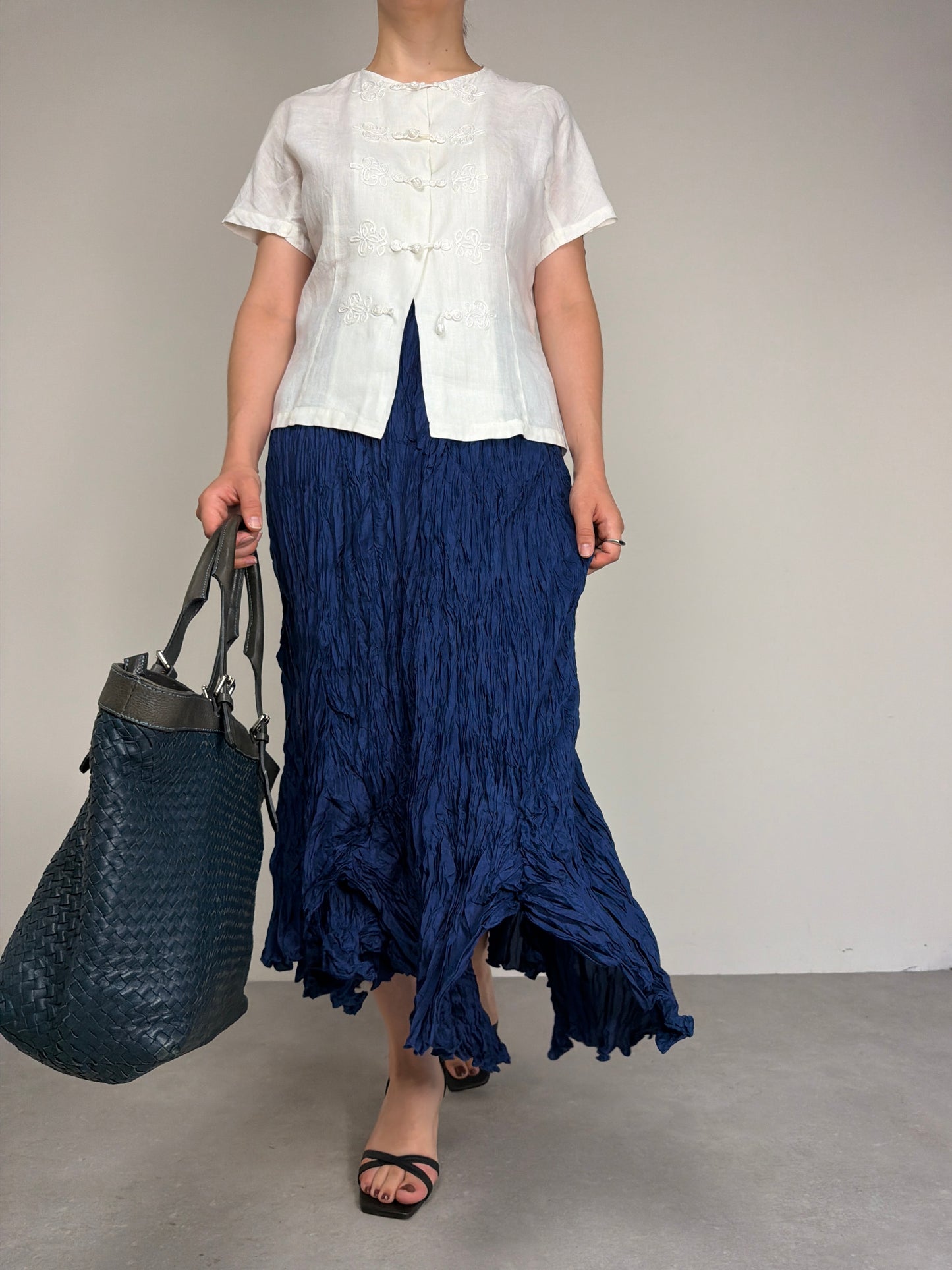 MAX MARA camicetta in lino dallo stile orientale