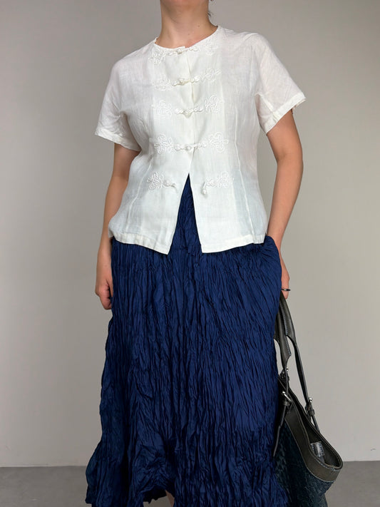 MAX MARA camicetta in lino dallo stile orientale
