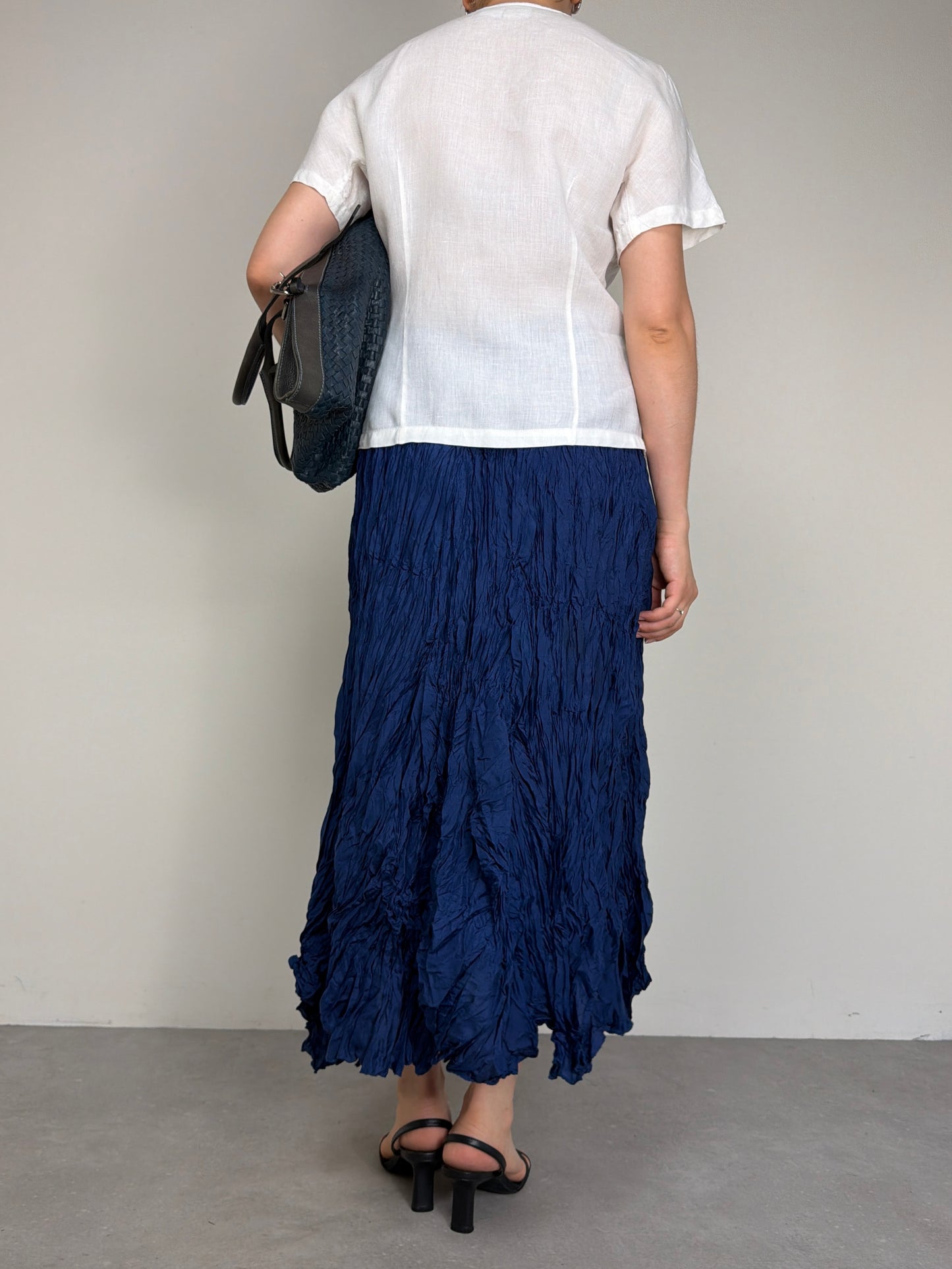 Gonna in 100% seta crinkle vintage made in France