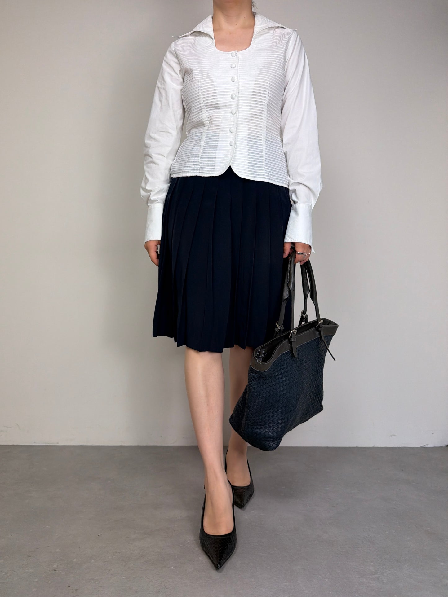Camicia vintage in cotone con pieghe