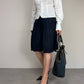 Gonna a pieghe in 100% seta blu