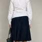 Gonna a pieghe in 100% seta blu