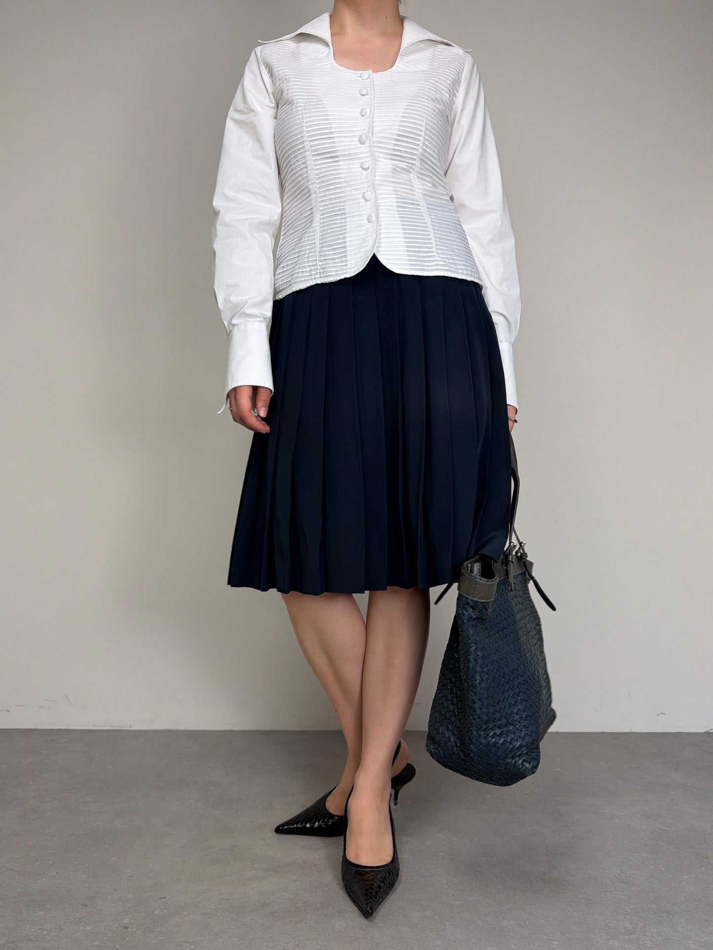 Camicia vintage in cotone con pieghe